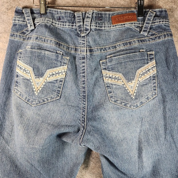 VIGOLD Womens Jeans Size 16 Blue Denim Tapered Embellished Pockets High Rise - Picture 13 of 15